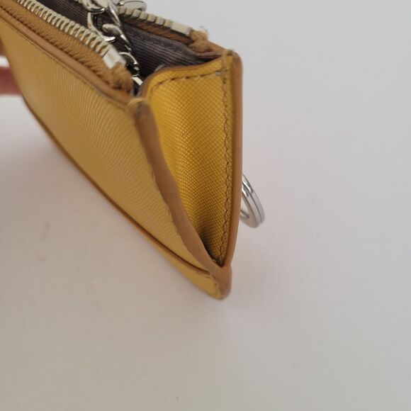 Marc Jacobs Card Key Coin Purse Small Wallet Mustard Yellow Vegan Zip Around - Picture 5 of 9
